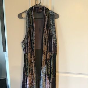 Crushed velvet knit duster
